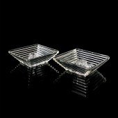 PAIR GLASS SQUARE CANDLESTICKS