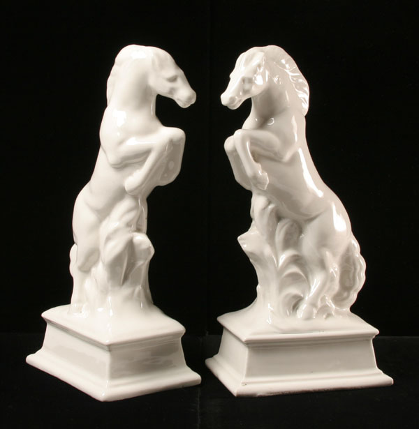 Pair glazed ceramic horses;
