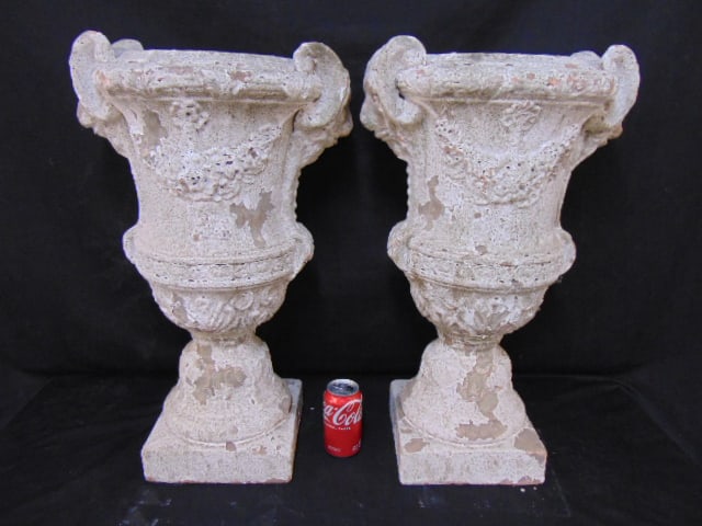 PAIR GLAZED TERRA COTTA PLANTERS