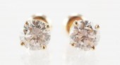 PAIR GOLD AND DIAMOND SOLITAIR
