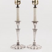 PAIR, GORHAM SILVERPLATE LAMPS