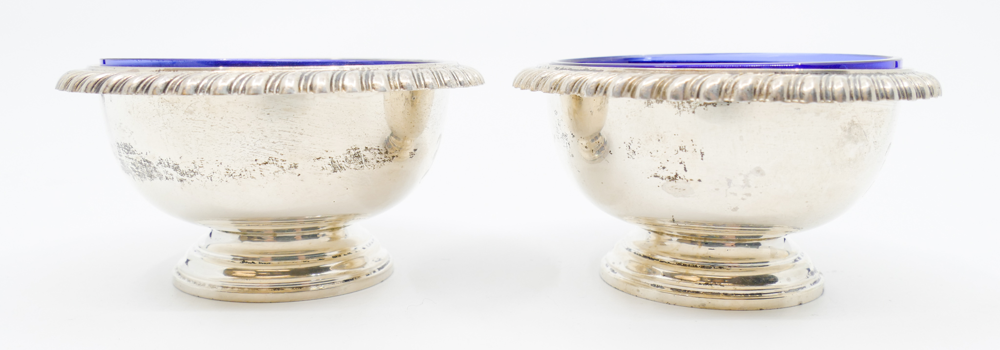 Pair Gorham Sterling Cobalt Lined