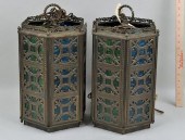 PAIR GOTHIC REVIVAL BRASS HANG