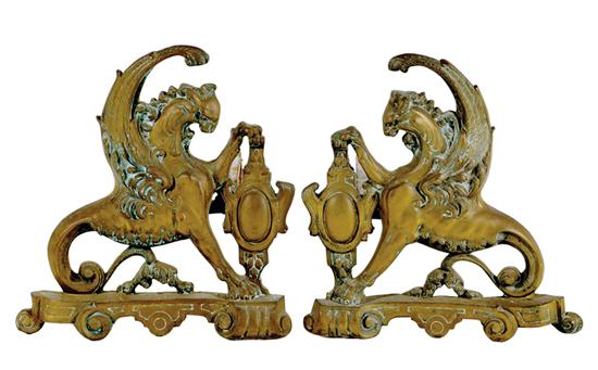 Pair Gothic Revival cast-iron