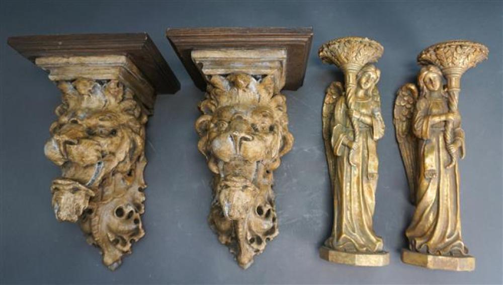 PAIR GOTHIC REVIVAL GILT