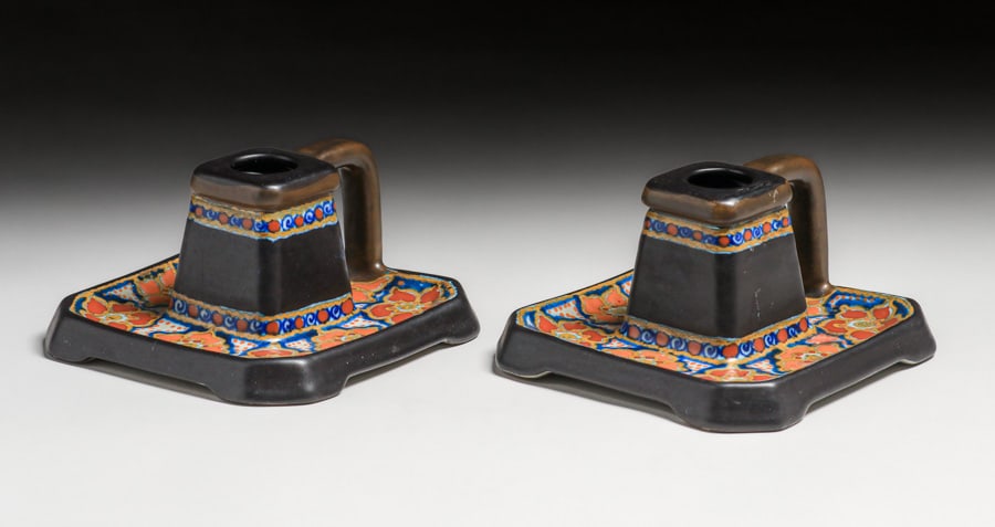 PAIR GOUDA SQUARE CANDLESTICKS