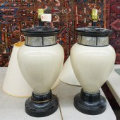 PAIR GRECIAN THEMED CERAMIC TA