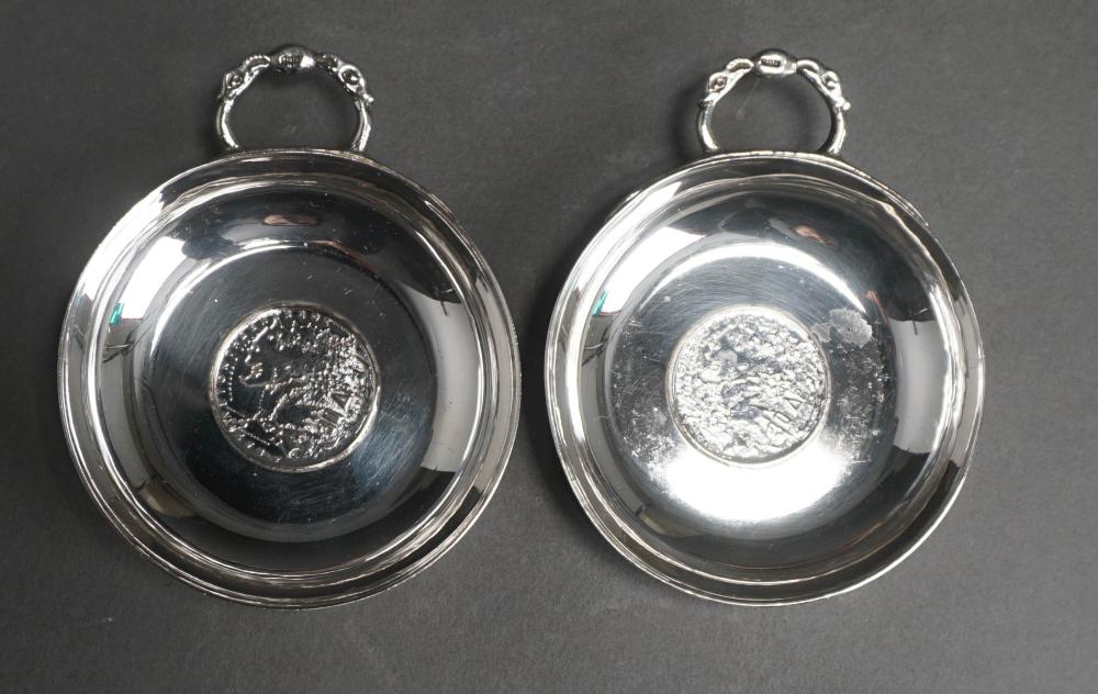 PAIR GREEK 800-SILVER COIN INLAID