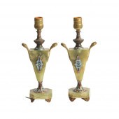PAIR GREEN ONYX FRENCH CHAMPLE