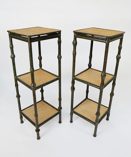 PAIR GREEN PATINA METAL AND
