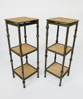 PAIR GREEN PATINA METAL AND RA