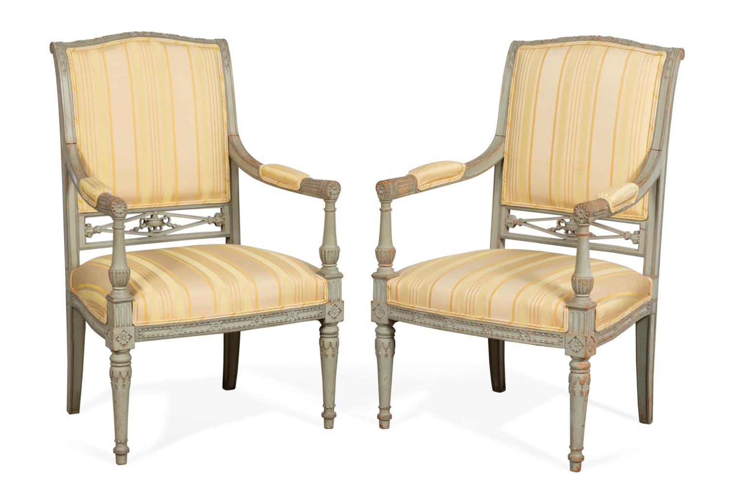 PAIR GREY PAINTED DIRECTOIRE