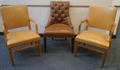 PAIR GUNLOCKE CO. LEATHER UPHO