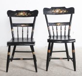 Pair half spindle back painted