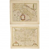 PAIR HAND-COLORED ANTIQUE MAPS