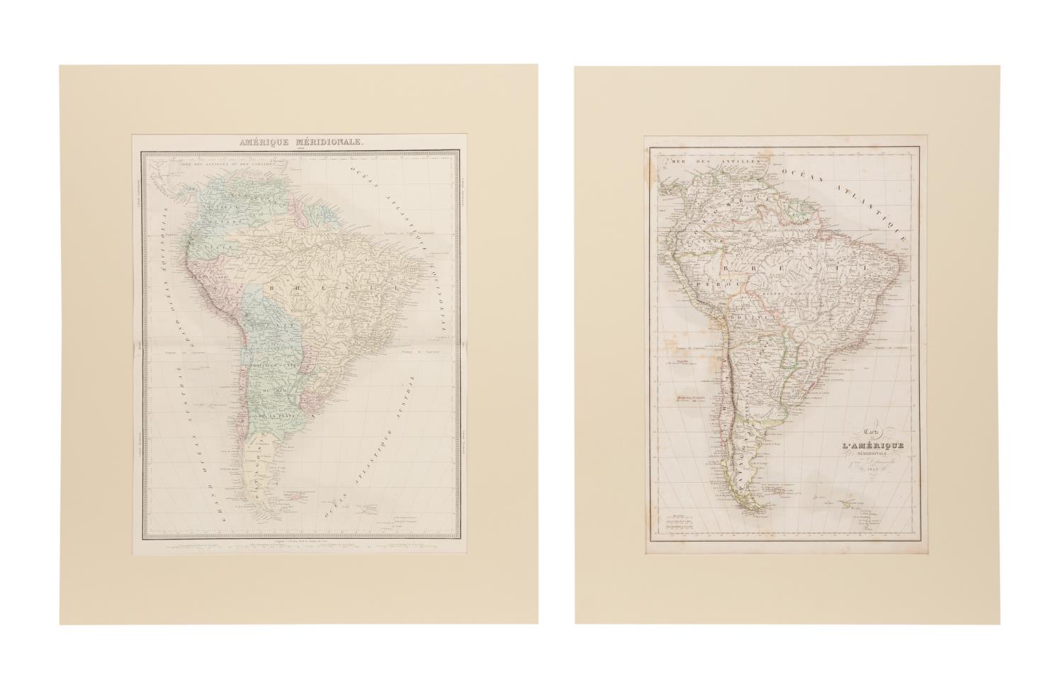 PAIR HAND COLORED MAPS OF SOUTH