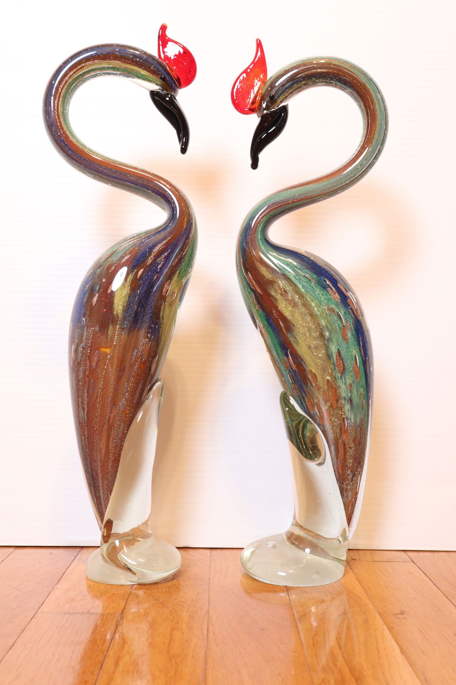 PAIR HANDBLOWN GLASS BIRD