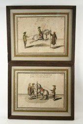 PAIR HANDCOLORED ENGRAVINGS -