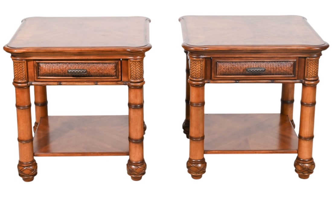 PAIR HAVERTYS FAUX BAMBOO AND