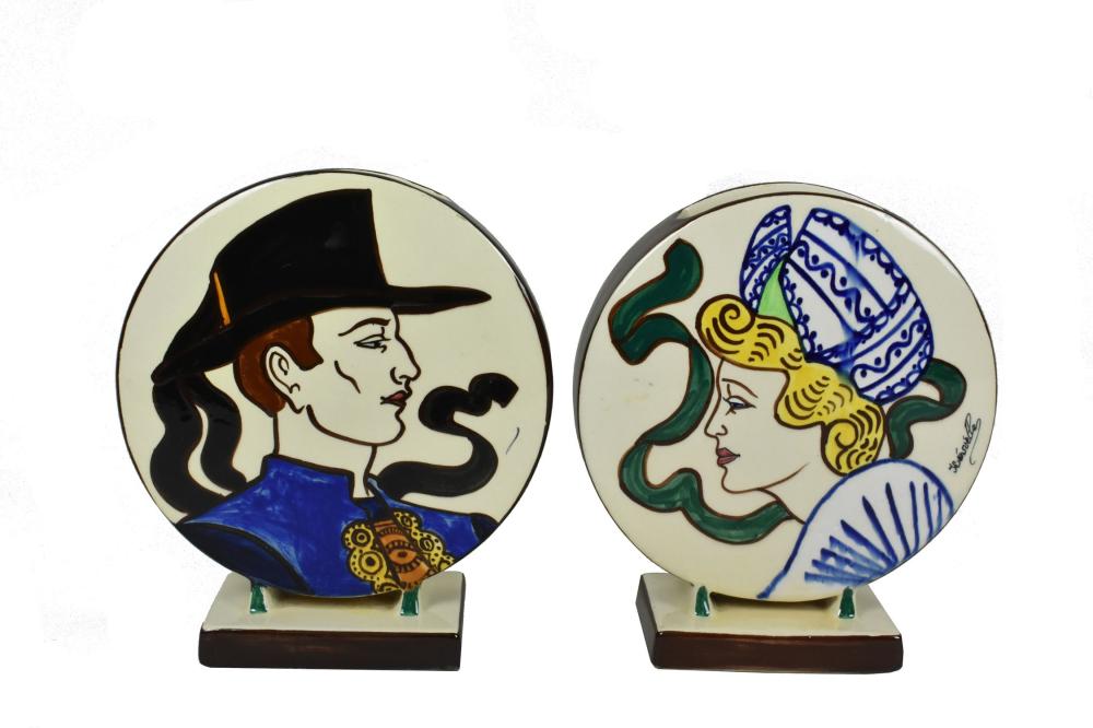 PAIR HB QUIMPER CIRCULAR FAIENCE