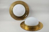 PAIR HEAVY BRASS & GLASS LIGHT