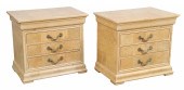 Pair Henredon burled three dra