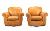 PAIR HENREDON DISTRESSED LEATH