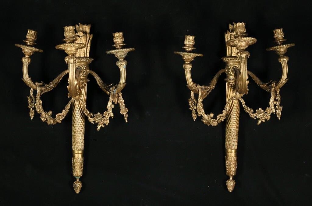 PAIR HENRI VIAN STYLE GILT BRONZE