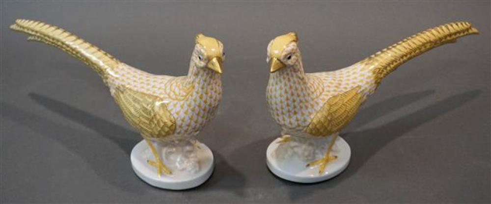 PAIR HEREND GOLD PHEASANTS, HEIGHT: