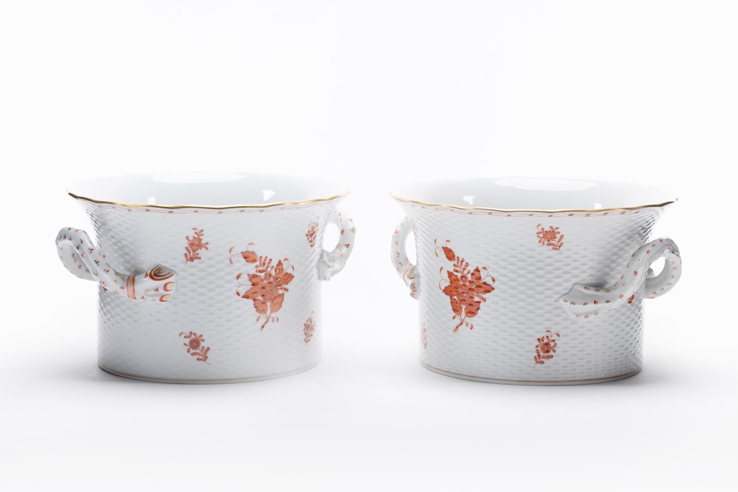 PAIR, HEREND RUST CHINESE BOUQUET