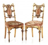 Pair Herter Brothers carved gi