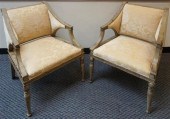 PAIR HICKORY CHAIR CHENILLE UP
