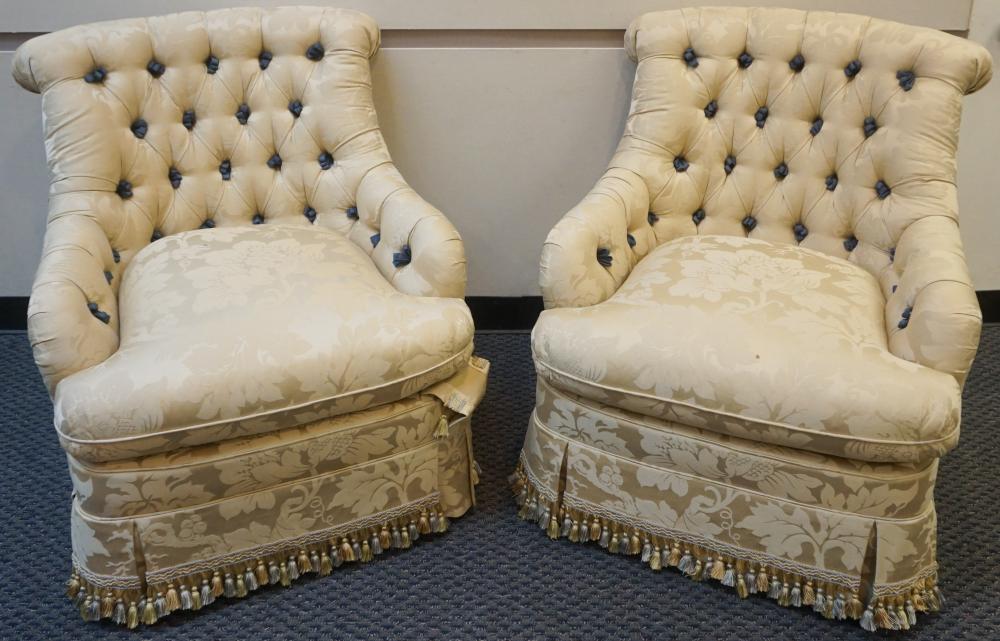 PAIR HICKORY CHAIR CO. TUFTED