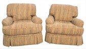 PAIR HICKORY WHITE UPHOLSTERED