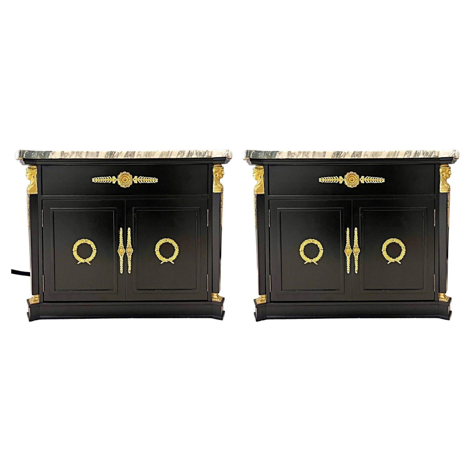 PAIR HOLLYWOOD REGENCY MARBLE TOP
