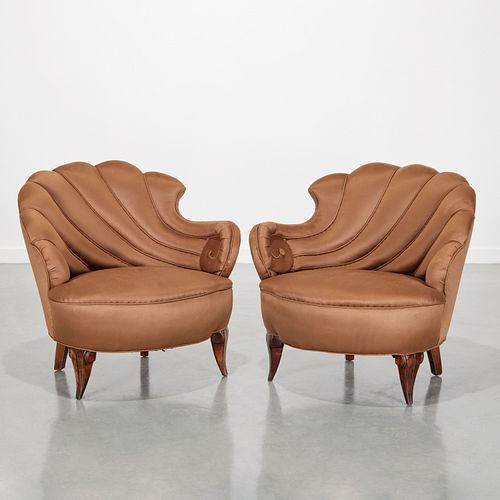 PAIR HOLLYWOOD REGENCY SHELL-BACK