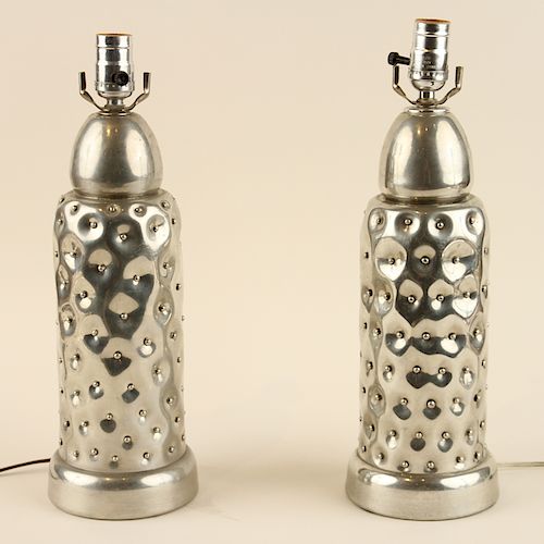 PAIR HOLLYWOOD REGENCY STYLE CHROME