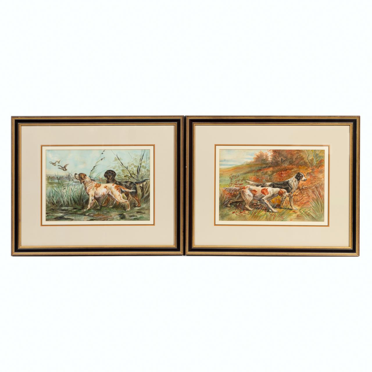 PAIR HUNTING DOG SPORTING ART