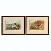 PAIR HUNTING DOG SPORTING ART