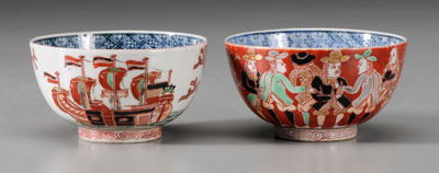 Pair Imari Black Ship Porcelain