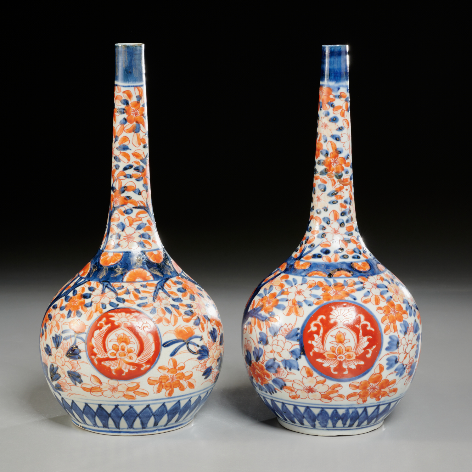PAIR IMARI PORCELAIN BOTTLE