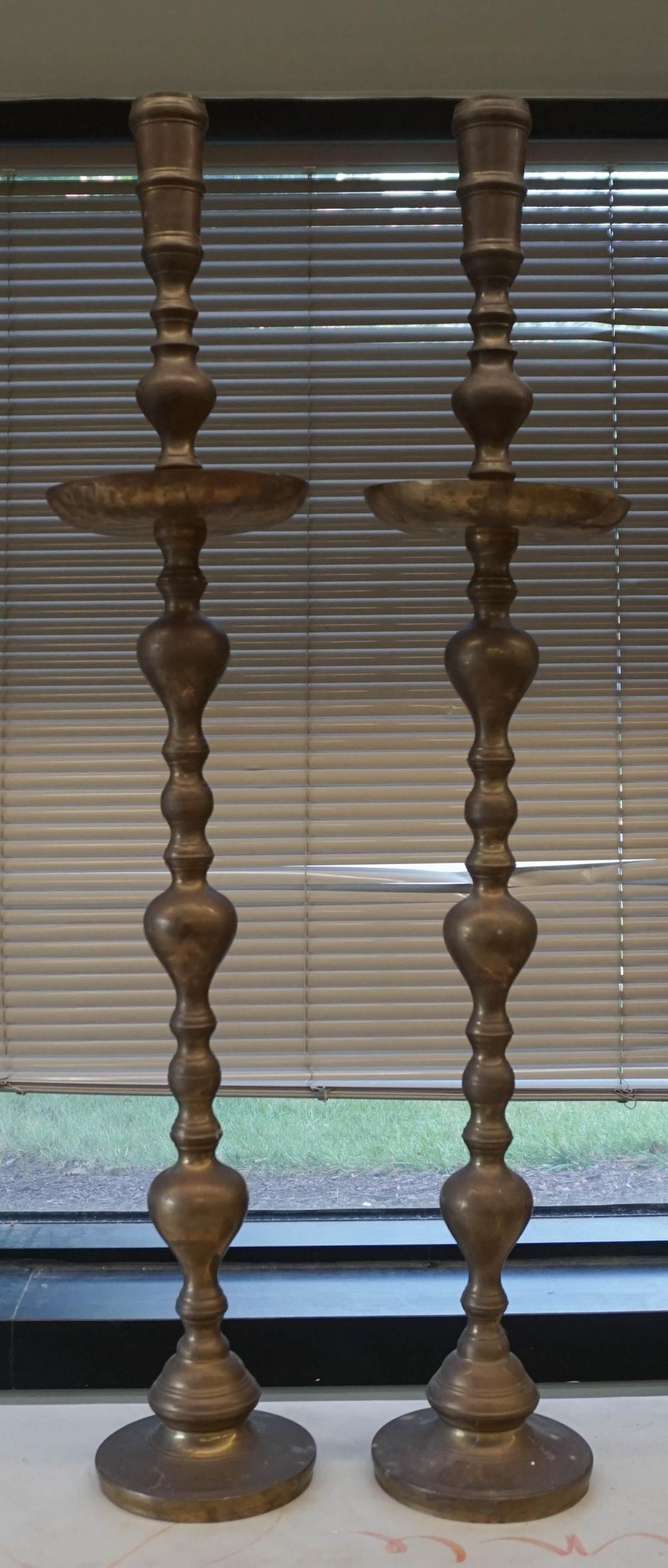 PAIR INDIAN BRASS TALL