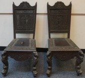 PAIR INDIAN CARVED HARDWOOD HI