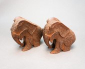PAIR INDIAN CARVED SANDALWOOD