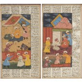 PAIR INDIAN ILLUMINATED MANUSC