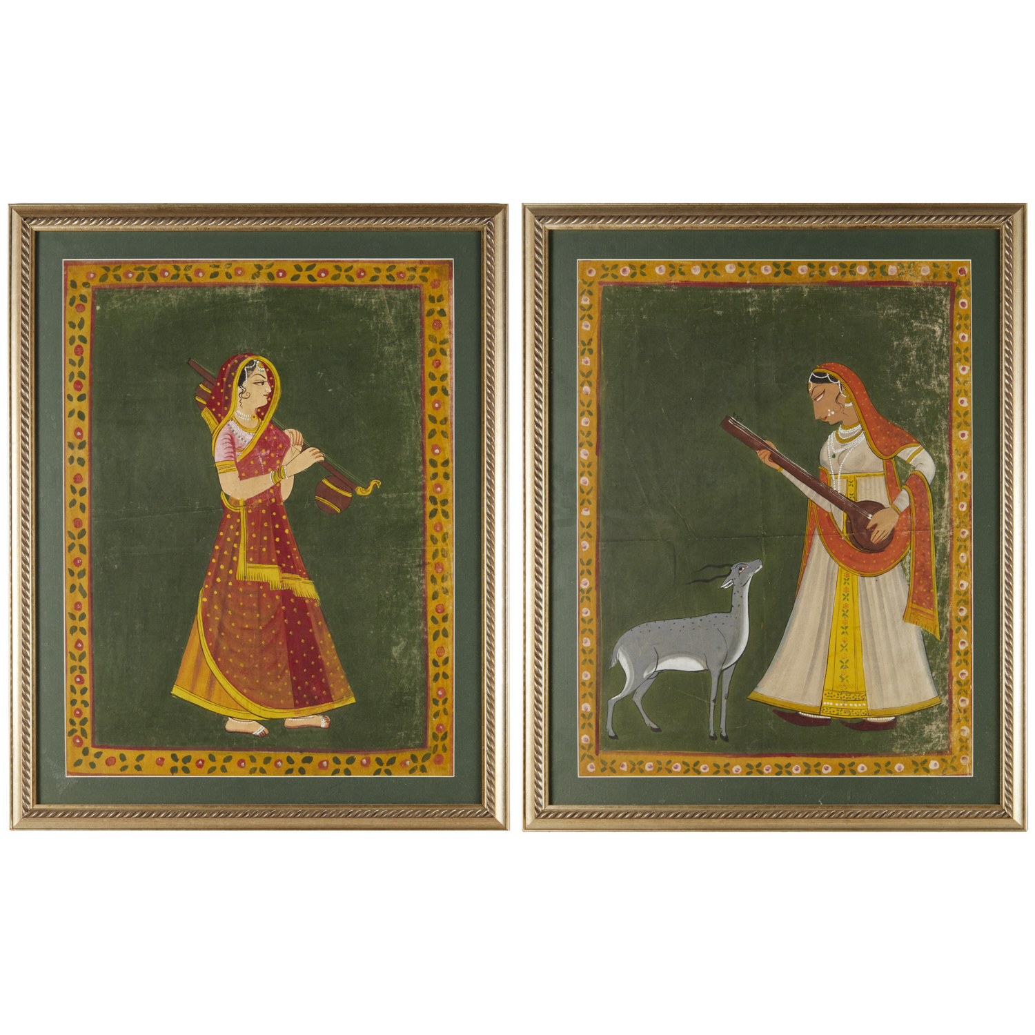 PAIR INDIAN PORTRAITS, OIL ON