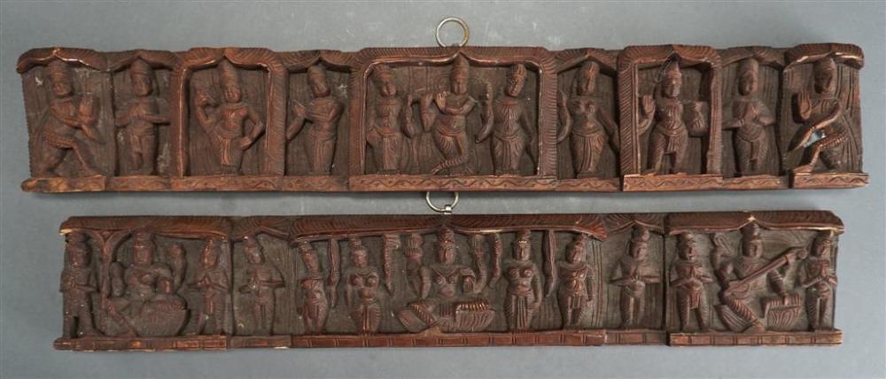 PAIR INDO-MALAYAN STAINED CARVED