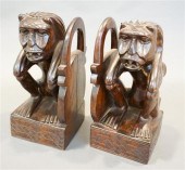 PAIR INDONESIAN CARVED WOOD FI