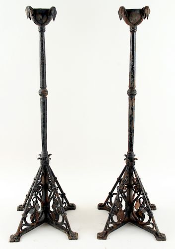 PAIR IRON AESTHETIC MOVEMENT CANDLE