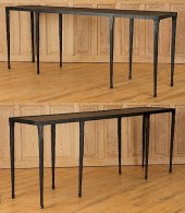 PAIR IRON CONSOLE TABLES MANNE